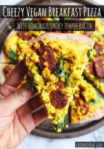 Cheezy Vegan Breakfast Pizza with Smoky Tempeh Bacon