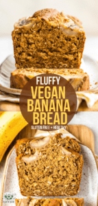 This Vegan Banana Bread is fluffy, gluten-free, and absolutely delicious. Plus, it's actually healthy -- and you only need 9 ingredients to make it! #vegan #plantbased #glutenfree #bananabread #oilfree | frommybowl.com