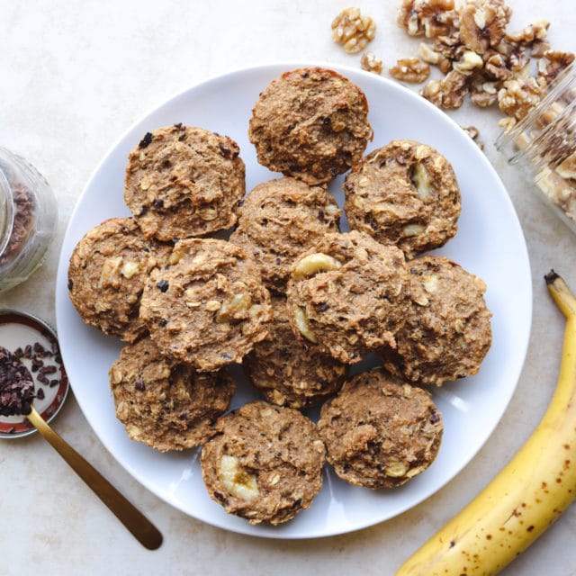 Vegan & Gluten Free Chunky Monkey Muffins - From My Bowl