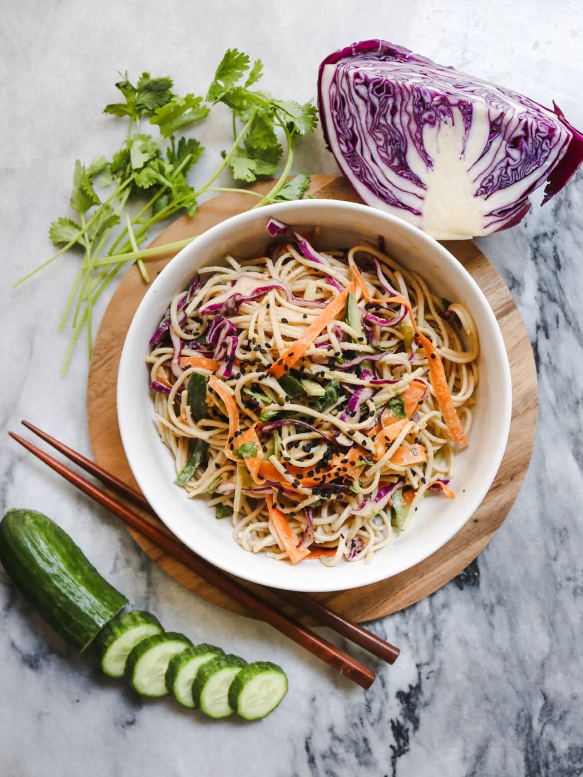 Cold Soba Noodle Salad with Peanut Sauce (Vegan) - From My Bowl