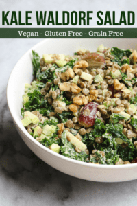 Vegan Kale Waldorf Salad Lentils Cashew Dressing