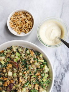 Vegan Kale Waldorf Salad Lentils Cashew Dressing