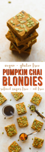 Pumpkin Chai Blondies Gluten Free Vegan