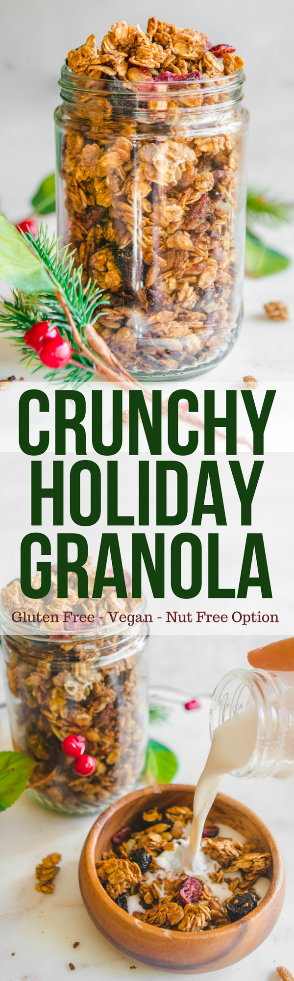 Crunchy Holiday Granola - Easy Vegan Breakfast Recipe
