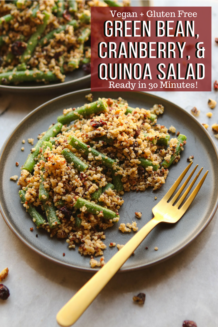 Green Bean, Cranberry, Quinoa Salad - Easy and Healthy Vegan Holiday Recipe 