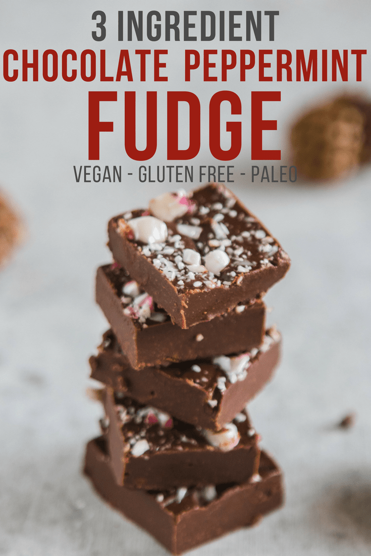 3 Ingredient Chocolate Peppermint Fudge - Easy Vegan Holiday Recipe