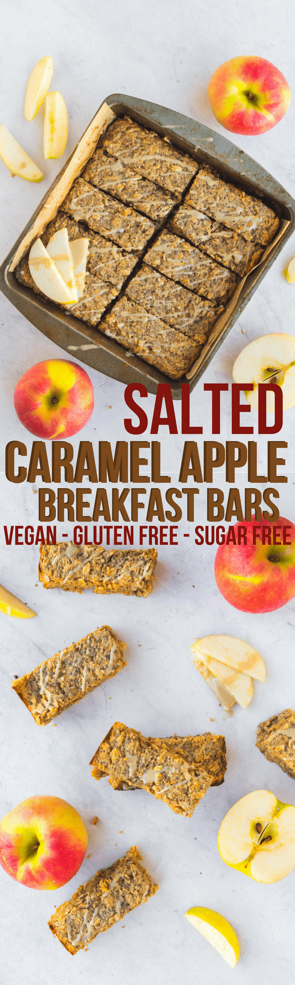 Salted Caramel Apple Breakfast Bars - Easy Vegan Meal Prep #vegan #plantbased