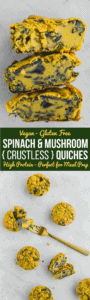 Vegan Spinach & Mushroom Crustless Quiches - High Protein Breakfast Recipe #vegan #mealprep #highprotein #veganbreakfast #glutenfree