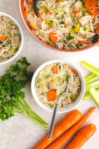 This Loaded Vegan Chicken Noodle Soup is a healthy and easy dinner idea! #vegan #plantbased #easyrecipe #vegansoup #oilfree