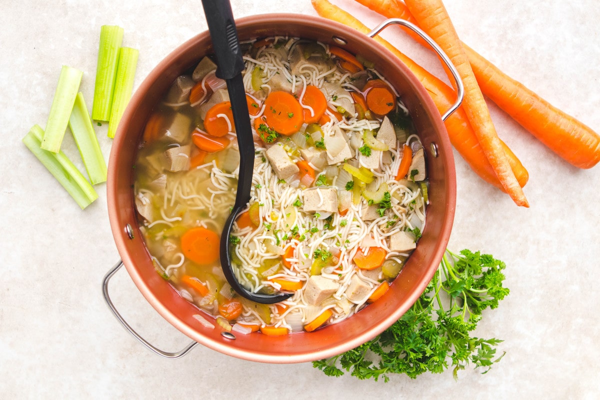 Loaded Vegan Chicken Noodle Soup - From My Bowl