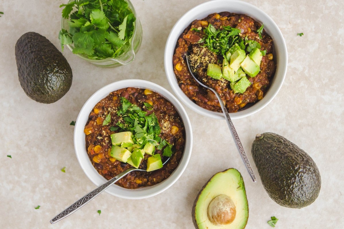 Vegan Slow Cooker Bean Quinoa Chili 10 Ingredients From My Bowl