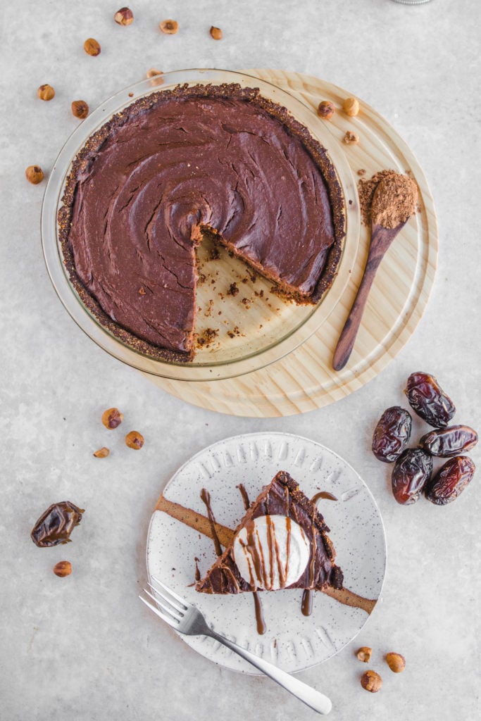 Chocolate Hazelnut Pudding Pie (Vegan & Grain Free) - From My Bowl