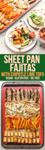 vegan sheet pan fajita tray and taco on plate