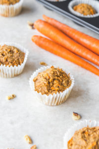 carrot cake muffin with carrots in background