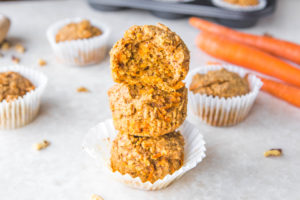 stack of carrot cake muffins