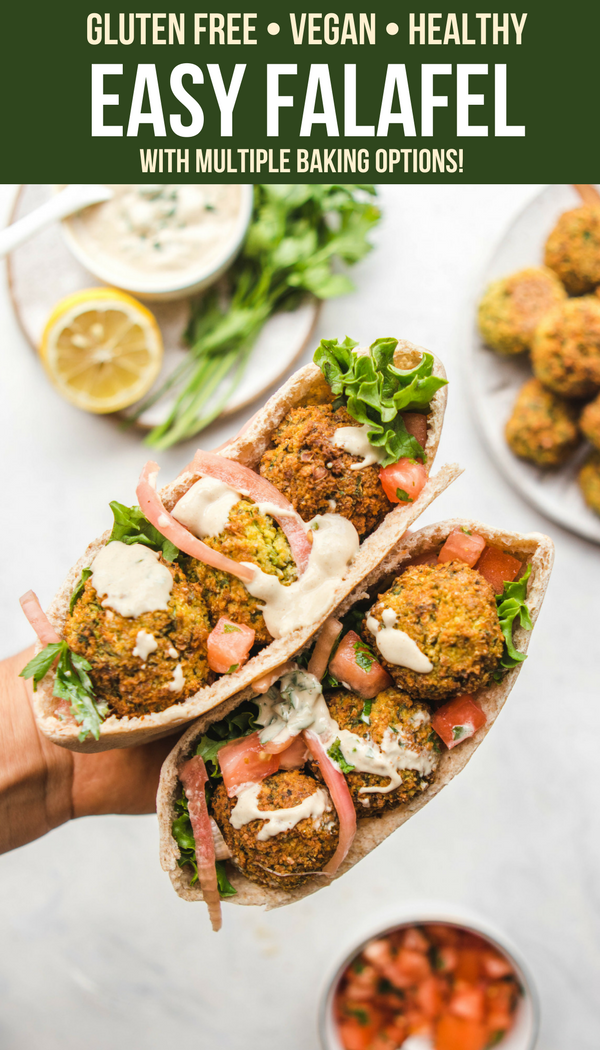 This Falafel recipe is easy, gluten-free, and naturally vegan! It's packed with fresh herbs and flavor and you can prepare it in the oven, on the stovetop, or with an air fryer! #vegan #plantbased #falafel #glutenfree #oilfree #mealprep #healthyrecipes #chickpeas #veggieburger via frommybowl.com