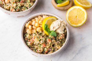 quinoa tabbouleh with hummus