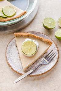 key lime pie on white plate