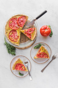 vegan quiche with tomatoes and dill