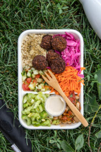 Chickpea Fritter Platter from Clover Food Lab