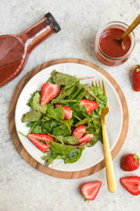 simple salad with roasted strawberry balsamic vinaigrette