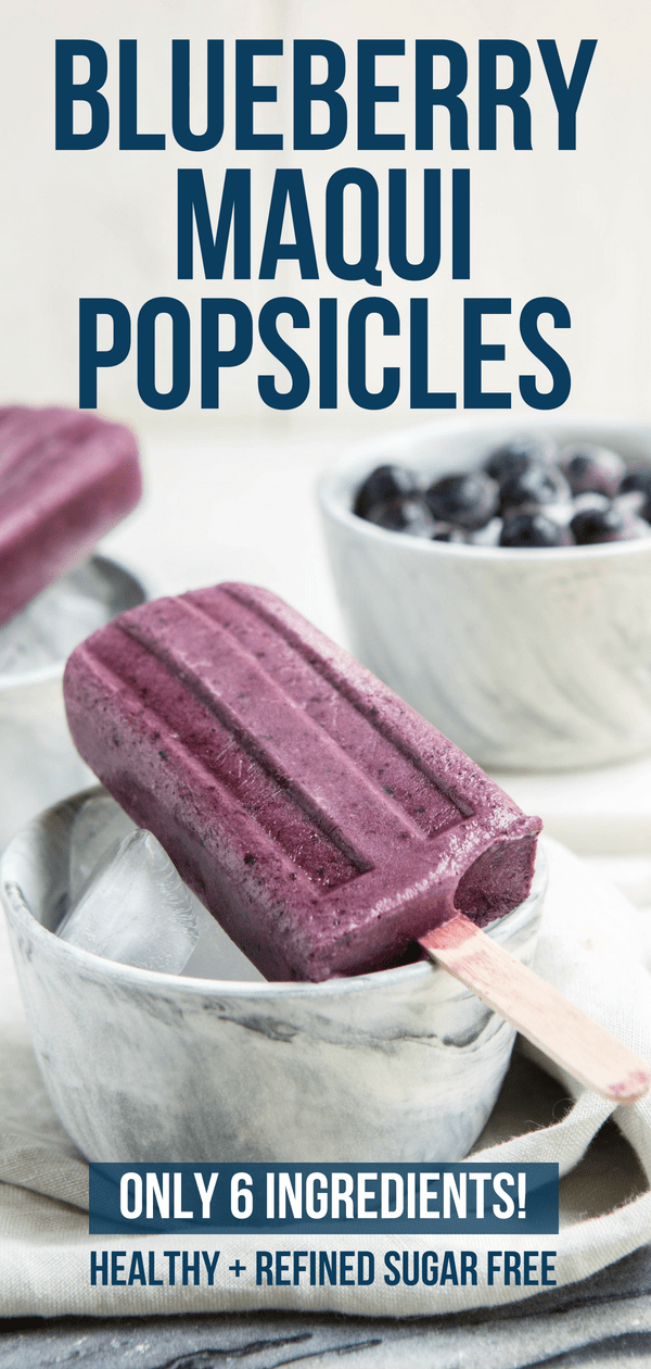 Made with only Fruit, Coconut Milk, and Maple Syrup, these Blueberry Maqui Popsicles are just as tasty as they are healthy! Perfect for an easy and light summer dessert. #blueberrypopsicles #sugarfree #blueberry #healthypopsicle #dairyfree #vegan #plantbased #summerdessert #blueberrydessert via frommybowl.com