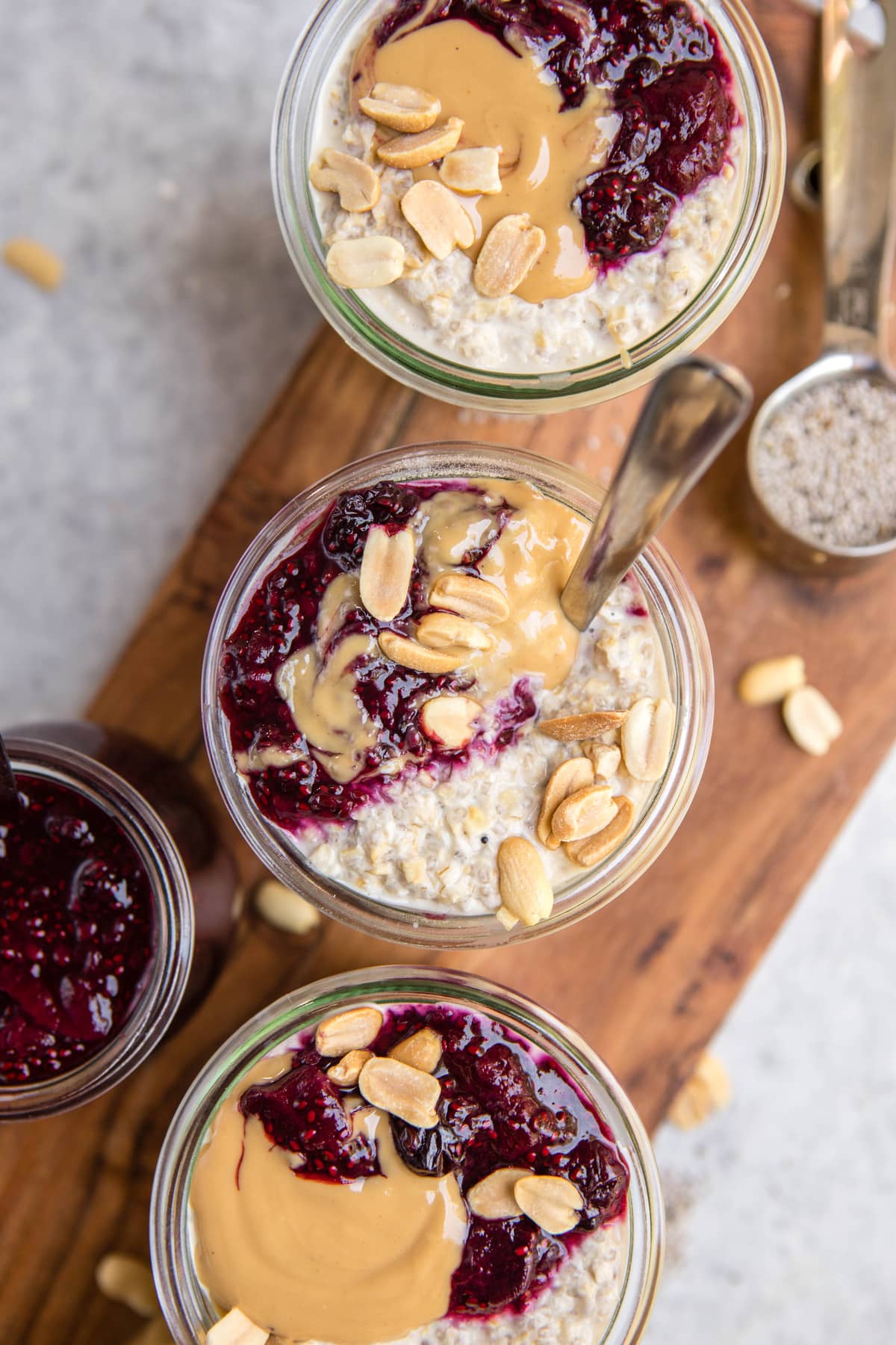 Peanut Butter and Jelly Overnight Oats - No Getting Off This Train