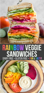 Packed with crunchy veggies and creamy hummus, these Rainbow Veggie Sandwiches are an easy and tasty lunch for both kids and adults! Easily customizable and great for on-the-go or meal prep. #veganlunch #veggiesandwich #sandwich #glutenfree #plantbased #mealprep #hummussandwich #veganmeals #healthysandwich via frommybowl.com