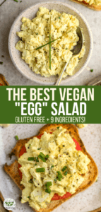 This Vegan Egg Salad is the best, thanks to 2 secret ingredients! Full of plant-protein, it's a great breakfast or lunch recipe.