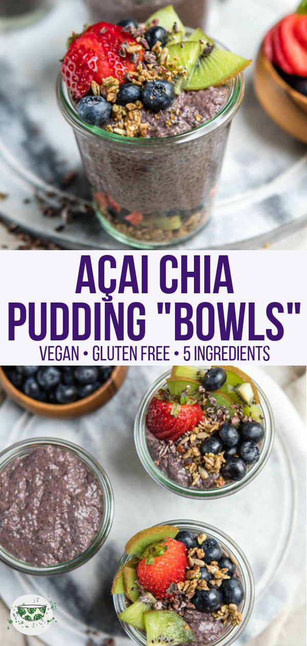 This Acai Chia Pudding is made with only 5 ingredients and naturally sweetened with fruit! A perfect breakfast for meal prep or on the go. #chiapudding #acai #mealprep #vegan #plantbased #glutenfree #acaibowl via frommybowl.com