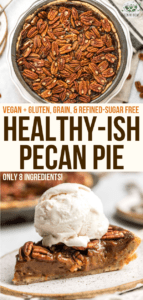 Not only is this Vegan Pecan Pie so damn delicious, but it's also Gluten-Free, Grain-Free, Refined Sugar-Free, and made from only 8 healthy ingredients! #pecanpie #veganpecanpie #falldessert #pecan #glutenfree #grainfree #refinedsugarfree #healthydessert via frommybowl.com