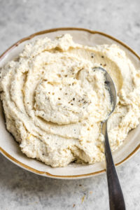 vegan ricotta cheese topped with black pepper
