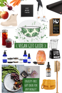 collage of vegan-friendly gift ideas