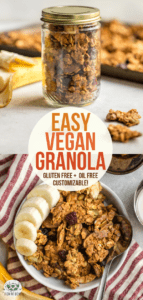 This Vegan Granola recipe is easy, crunchy, healthy, and highly customizable! Enjoy these golden, nutty clusters for an easy breakfast or snack. #vegan #plantbased #glutenfree #oilfree #granola | frommybowl.com