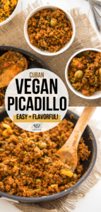 Hearty and Flavorful, this Cuban-Style Vegan Picadillo tastes just like the original! Made with "Beef" Crumbles, Olives, and lots of spices. #vegan #glutenfree #picadillo #plantbased | frommybowl.com