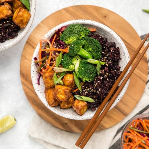 Black Rice Bowls with Crispy Tofu - From My Bowl