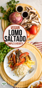 A classic Peruvian dish, this Vegan Lomo Saltado uses Portobello Mushrooms to replicate this hearty, easy, and delicious main. #vegan #lomosaltado #glutenfree #plantbased | frommybowl.com