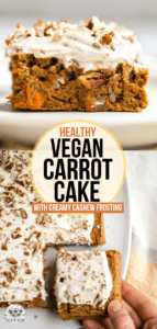 This yummy Carrot Cake is Gluten-Free, Vegan, and made with only 11 healthy ingredients! Top it with Cashew Cream Cheese Frosting for a decadent dessert. #vegan #glutenfree #plantbased #carrotcake #oilfree | frommybowl.com