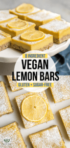 These Vegan Lemon Bars are a refreshingly tart & sweet dessert! A healthier take on the classic, they're made with only 9 healthy ingredients + Sugar-Free. #vegan #glutenfree #lemonbars #dessert #lemon | frommybowl.com