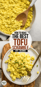 You only need a block of Tofu and 4 healthy ingredients to make this amazing Tofu Scramble recipe! A heart-healthy and plant-based egg substitute. #tofuscramble #plantbased #vegan #oilfree #breakfast | frommybowl.com