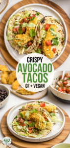These oven-baked crispy Avocados Tacos are the perfect balance of crunchy, creamy and spicy. Plus, they're naturally vegan, gluten-free, and oil-free! #avocado #tacos #glutenfree #dairyfree #vegan | frommybowl.com