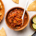 This Homemade Salsa recipe is even BETTER than the restaurant! Learn how to make your own fresh & tasty dip with only these easy steps and a food processor. #salsa #homemadesalsa #foodprocessorsalsa #salsarecipe #carrotsalsa | frommybowl.com