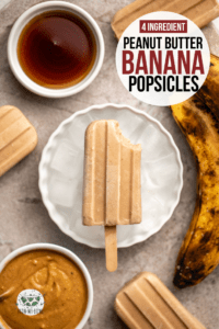 These Peanut Butter Banana Popsicles are a sweet & refreshing treat! Made with only 4 healthy ingredients, they'll keep you cool without weighing you down. #peanutbutter #popsicles #healthypopsicles #vegan | frommybowl.com