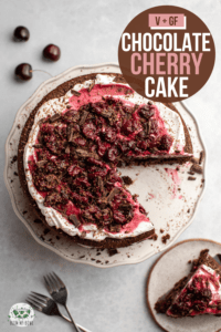 This Chocolate Cherry Cake tastes decadent and indulgent, but is actually made from wholesome, unrefined ingredients! Vegan & Gluten-Free. #chocolate #cherry #chocolatecherrycake #vegandesserts #glutenfreecake | frommybowl.com