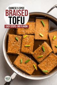 This Chinese Five Spice Braised Tofu is made with only 5 simple ingredients, but brings BIG flavor! Serve it with sushi, grain bowls, summer rolls, and more. #tofu #braisedtofu #fivespice #chinesetofu #tofurecipes | frommybowl.com