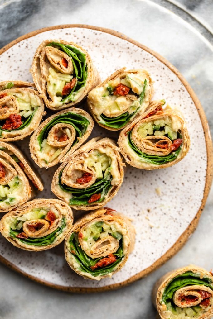 Hummus Pinwheels with Cucumber & Sun-dried Tomatoes - From My Bowl