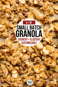 This small batch granola is perfect for a quick breakfast or snack! Made from healthy and customizable ingredients and can even be baked in toaster oven. #granola #smallbatch #vegangranola #healthygranola #glutenfree | frommybowl.com