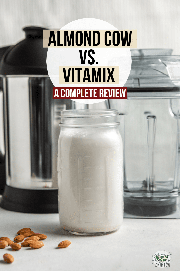 A full review of the Almond Cow, plus a comparison of its nut milk making capabilities vs. a high-speed blender like a Vitamix or Blendtec #almondcow #vitamix #nutmilk #review | frommybowl.com