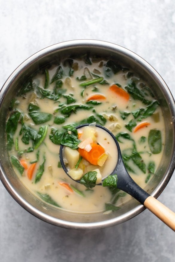 Instant Pot Potato Spinach Soup (Dairy-Free) - From My Bowl