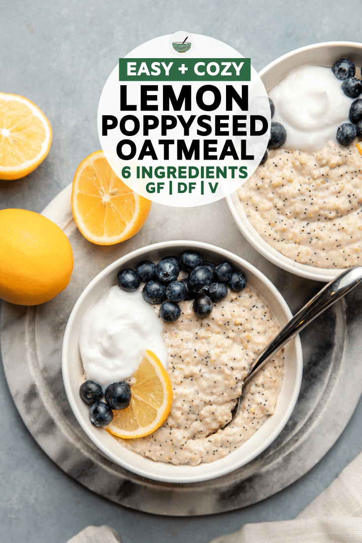 This Lemon Poppyseed Oatmeal is made with hearty steel cut oats, non-dairy milk, lemon juice, and poppy seeds for a naturally creamy and filling breakfast! #oatmeal #lemon #poppyseed #glutenfree #dairyfreee #vegan | frommybowl.com